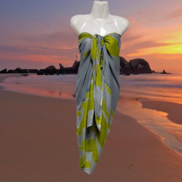 Cover Up Handpainted Cotton Batik Coverups Strapless Dress Wrapskirt Home Accent - Picture 3 of 6